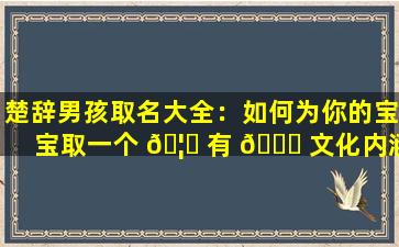 楚辞男孩取名大全：如何为你的宝宝取一个 🦋 有 🐅 文化内涵的名字